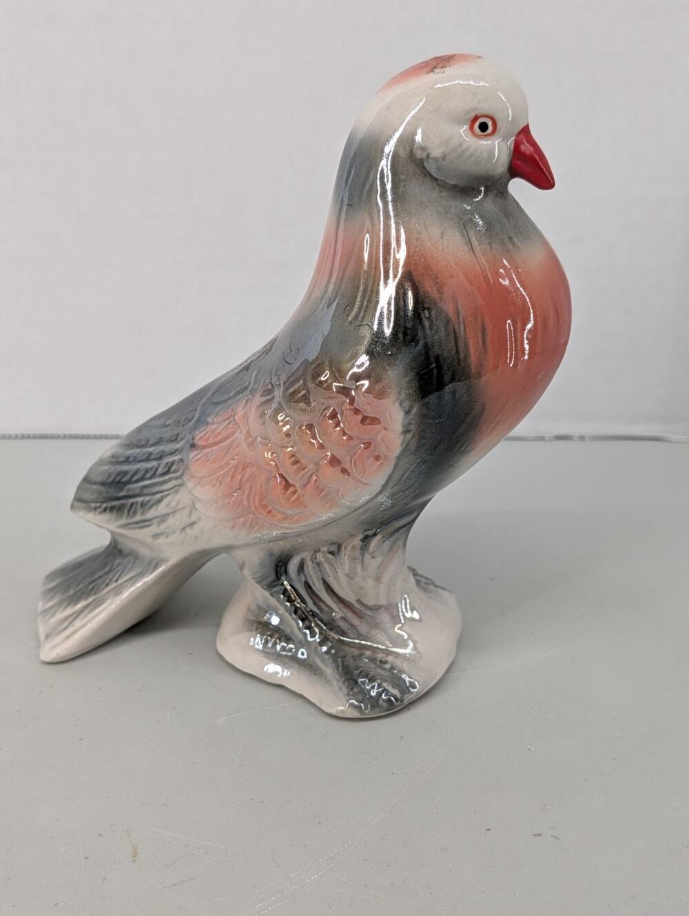 Vtg. 1950's Pigeon Dove Bird ceramic figure IRIDESCENT LUSTERWARE glazed BRAZIL
